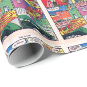 ヴィンテージ炎のスーパーヒーローの漫画本の悪人 ラッピングペーパー (ロールコーナー)