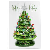 ヴィンテージ点灯式セラミッククリスマスツリー抱き枕 ミディアムペーパーバッグ (正面)