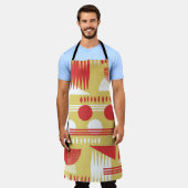 ヴィンテージ無煙抽象芸術幾何モダンスタイル エプロン (着用した状態)