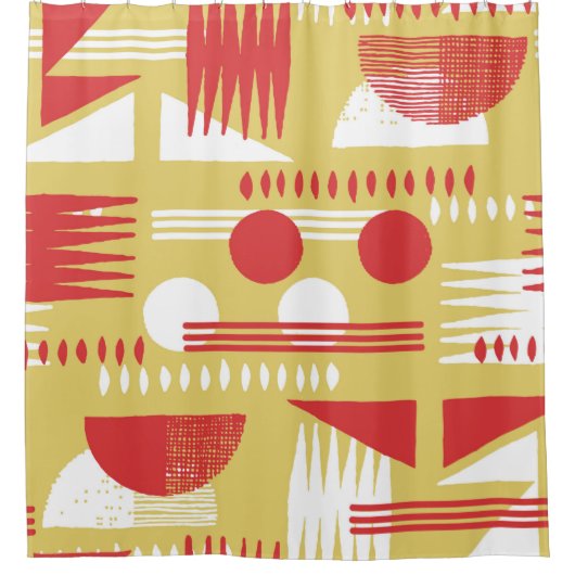 ヴィンテージ無煙抽象芸術幾何モダンスタイル  シャワーカーテン (正面)