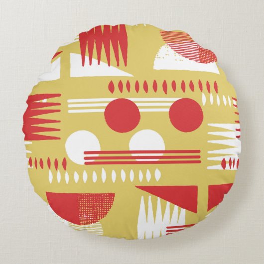 ヴィンテージ無煙抽象芸術幾何モダンスタイル  ラウンドクッション (正面)