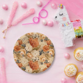 ヴィンテージ焼きオレンジタンベージュ ペーパープレート (パーティー)