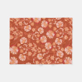 ヴィンテージ焼きオレンジフローラ フリースブランケット (正面(横))