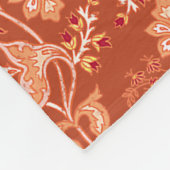 ヴィンテージ焼きオレンジフローラ フリースブランケット (角)