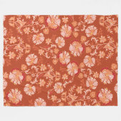 ヴィンテージ焼きオレンジフローラ フリースブランケット (正面(横))