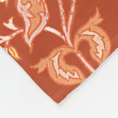 ヴィンテージ焼きオレンジフローラ フリースブランケット (角)