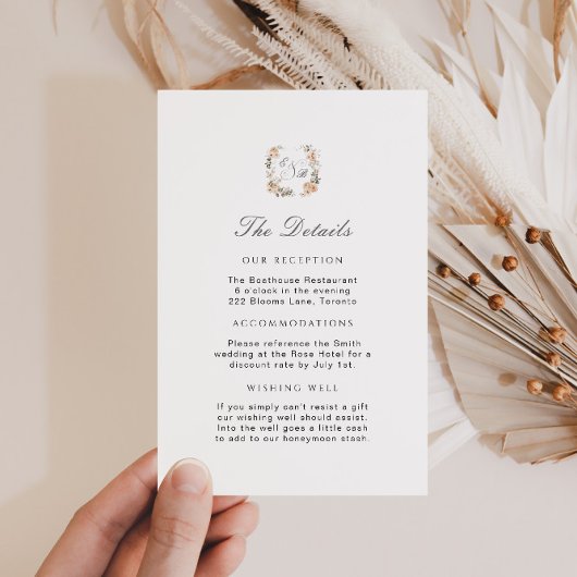 ヴィンテージ焼きオレンジ色庭園の結婚式詳細挿入 エンクロージャーカード