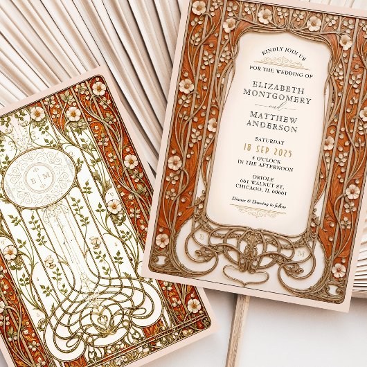 ヴィンテージ焼けオレンジ結婚ズ 招待状