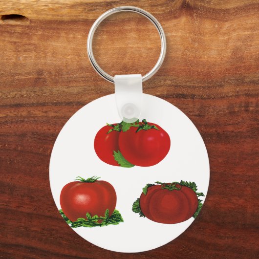 ヴィンテージ熟したトマト食品、果物、野菜 キーホルダー (正面)