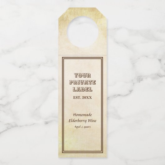 ヴィンテージ熟成パーチメントあなたのプライベートラベルワイン ボトルネックタグ (正面)