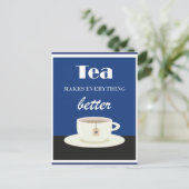ヴィンテージ熱いお茶で全てが良くなる ポストカード (スタンド正面)