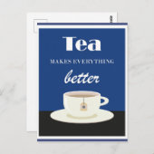 ヴィンテージ熱いお茶で全てが良くなる ポストカード (正面/裏面)