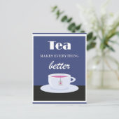 ヴィンテージ熱いお茶で全てが良くなる ポストカード (スタンド正面)