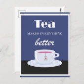 ヴィンテージ熱いお茶で全てが良くなる ポストカード (正面/裏面)