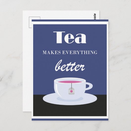 ヴィンテージ熱いお茶で全てが良くなる ポストカード (正面/裏面)