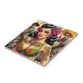 ヴィンテージ熱タトゥーガール タイル (側面)