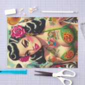 ヴィンテージ熱タトゥーガール 薄葉紙 (クラフト)