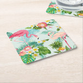 ヴィンテージ熱帯の花鳥 スクエアペーパーコースター (アングル)