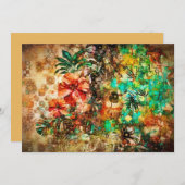 ヴィンテージ熱帯オウムフローラハイビスカス シーズンカード (正面/裏面)