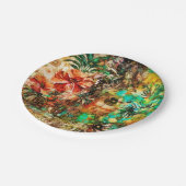 ヴィンテージ熱帯オウムフローラハイビスカス ペーパープレート (アングル)
