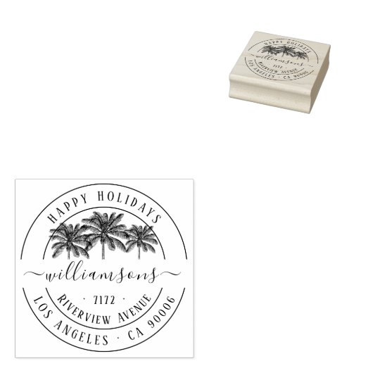 ヴィンテージ熱帯クリスマス差出人住所 ラバースタンプ (押印)