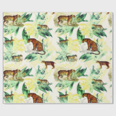 ヴィンテージ熱帯サファリワイルドキャッツタイガーヒョウ ラッピングペーパー (フラット)