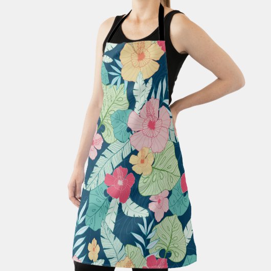 ヴィンテージ熱帯サマーハワイのシームレスパターン エプロン (インサイチュ)