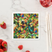 ヴィンテージ熱帯ジャングルワイルドパロット スタンダードカクテルナプキン (インサイチュ)