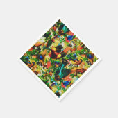 ヴィンテージ熱帯ジャングルワイルドパロット スタンダードカクテルナプキン (角)