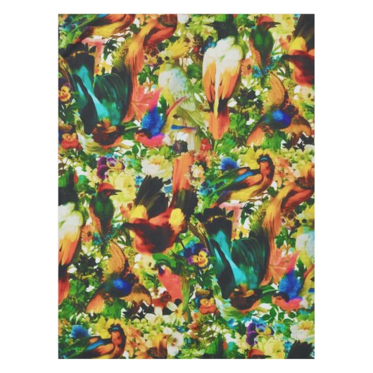 ヴィンテージ熱帯ジャングルワイルドパロット テーブルクロス (正面)