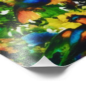 ヴィンテージ熱帯ジャングルワイルドパロット フォトプリント            (角)