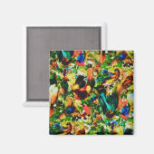 ヴィンテージ熱帯ジャングルワイルドパロット マグネット (正面/裏面)