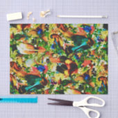 ヴィンテージ熱帯ジャングルワイルドパロット 薄葉紙 (クラフト)