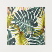 ヴィンテージ熱帯ジャングル葉のパターン タペストリー (正面(横))