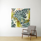 ヴィンテージ熱帯ジャングル葉のパターン タペストリー (インサイチュ(横))