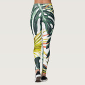ヴィンテージ熱帯ジャングル葉のパターン レギンス (裏面)