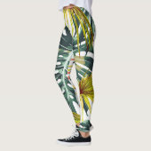 ヴィンテージ熱帯ジャングル葉のパターン レギンス (左)