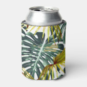 ヴィンテージ熱帯ジャングル葉のパターン 缶クーラー (缶正面)