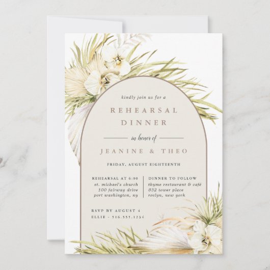 ヴィンテージ熱帯セレモニーのリハーサルディナー 招待状 (正面)