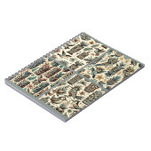 ヴィンテージ熱帯ティキマスクと鳥の灰色の緑 ノートブック (左側)