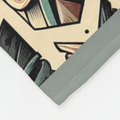 ヴィンテージ熱帯ティキマスクと鳥の灰色の緑 フリースブランケット (角)