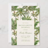 ヴィンテージ熱帯パームツリーパターンバチェロレッテ 招待状 (正面)