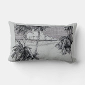 ヴィンテージ熱帯ビーチエッチングピロー ランバークッション (裏面)