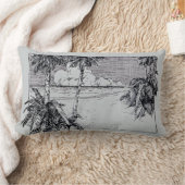 ヴィンテージ熱帯ビーチエッチングピロー ランバークッション (ブランケット)