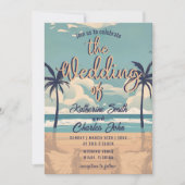 ヴィンテージ熱帯ビーチ目的地のウェディングフォト 招待状 (正面)