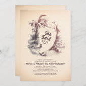 ヴィンテージ熱帯ビーチ | 婚約パーティー 招待状 (正面/裏面)