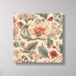 ヴィンテージ熱帯フローラ花アンティーク キャンバスプリント