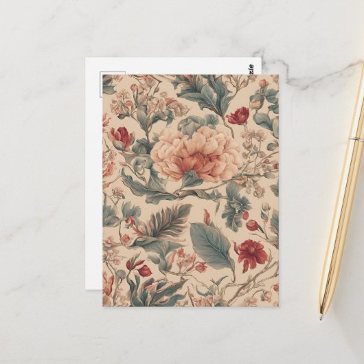 ヴィンテージ熱帯フローラ花アンティーク ポストカード (正面/裏面インサイチュ)