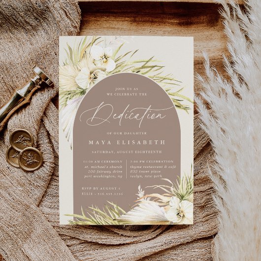 ヴィンテージ熱帯ベビー献身 招待状