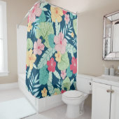 ヴィンテージ熱帯夏ハワイの継ぎ目のない模様  シャワーカーテン (インサイチュ)
